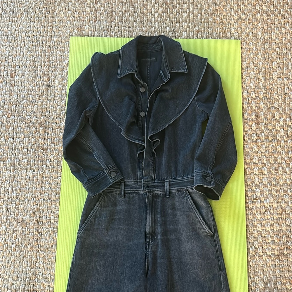Ruffled black/ dark grey denim citizens of humanity jumpsuit!